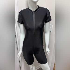 Black Short Sleeve Zip-Up Jumpsuit Size M